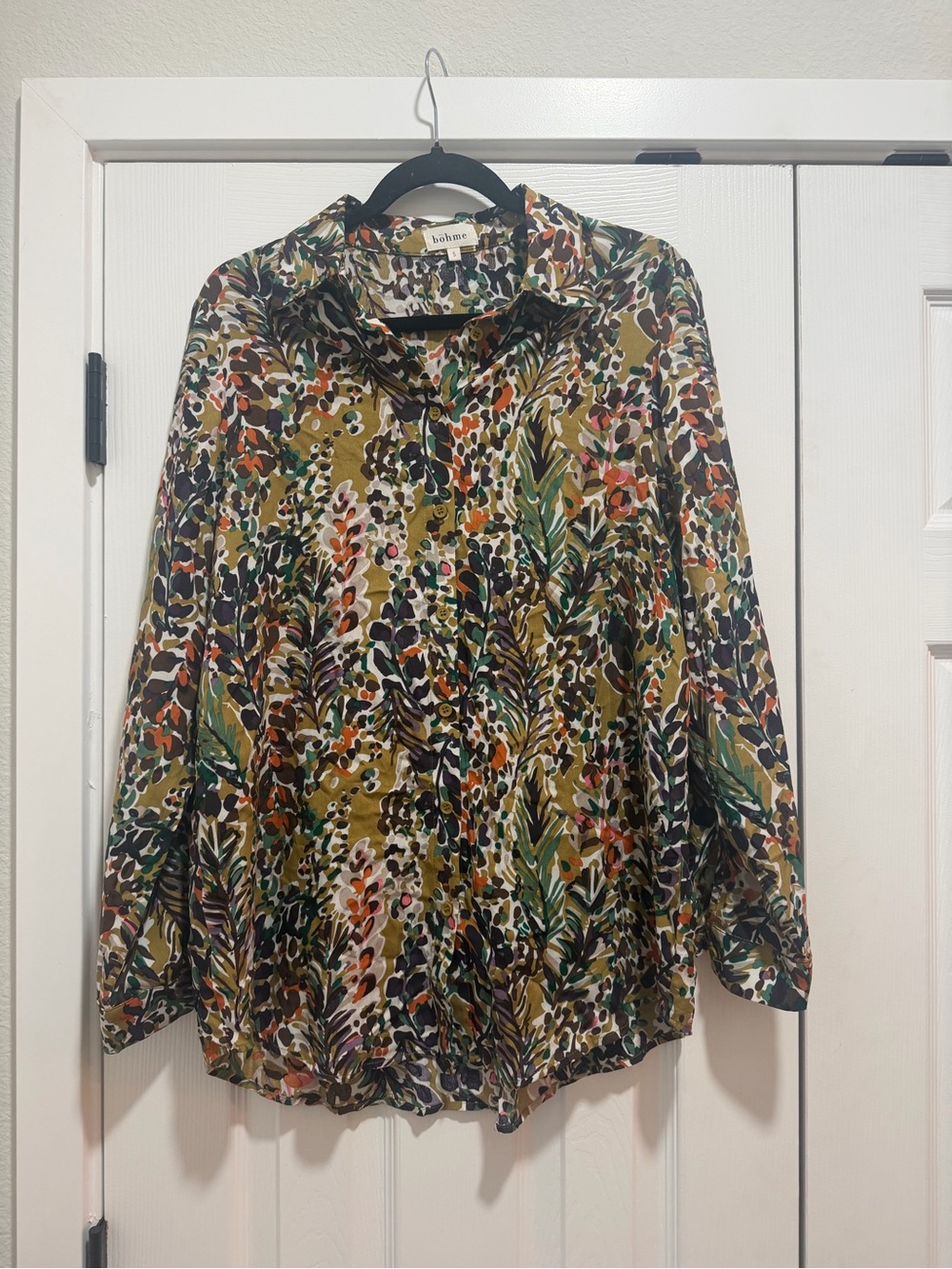BOHME Multi Floral Button-Down Blouse Size Small